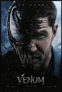 8w941 VENOM int'l French language teaser DS 1sh 2018 Tom Hardy in the title role transforming!