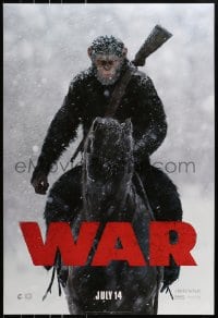 8w958 WAR FOR THE PLANET OF THE APES style A teaser DS 1sh 2017 great image of Caesar on horseback!