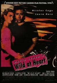 8w969 WILD AT HEART 25x37 1sh 1990 David Lynch, Nicolas Cage w/sexy Laura Dern!