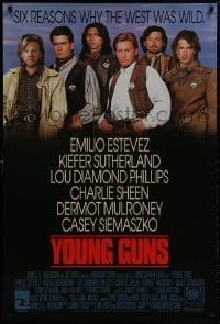 8w997 YOUNG GUNS 1sh 1988 Emilio Estevez, Charlie Sheen, Kiefer Sutherland, Lou Diamond Phillips!