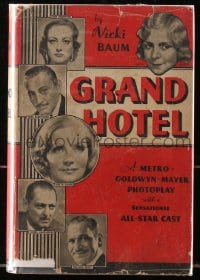 8x102 GRAND HOTEL Grosset & Dunlap movie edition hardcover book 1931 sensational MGM all-star cast!