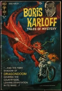8x350 BORIS KARLOFF TALES OF MYSTERY comic book 1971 cover art of motorcycle outrunning dragon!