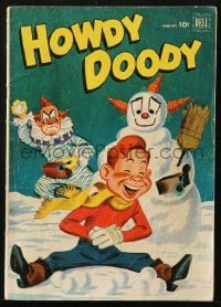 8x437 HOWDY DOODY SHOW #15 comic book 1952 great cover art of him in snowball fight with a clown!