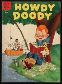 8x448 HOWDY DOODY SHOW #37 comic book 1956 great cover art of reading a book while fishing!