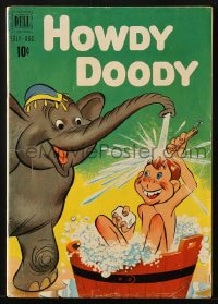 8x450 HOWDY DOODY SHOW #9 comic book 1951 cover art of him getting a bath from an elephant!