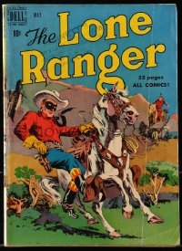 8x378 LONE RANGER #23 comic book 1950 great cover art of him jumping onto Silver's back!
