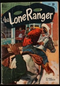 8x382 LONE RANGER #36 comic book 1951 painted cover art of him firing his gun from Silver's back!