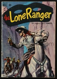 8x384 LONE RANGER #40 comic book 1951 painted cover art of him riding Silver with his gun drawn!