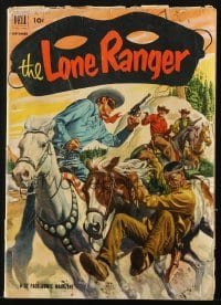 8x385 LONE RANGER #51 comic book 1952 painted cover art of him riding Silver with his gun drawn!