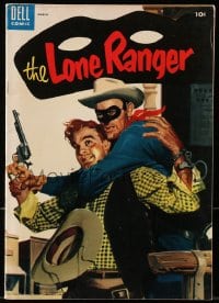 8x392 LONE RANGER #81 comic book 1955 great painted cover art of him wrestling gun from a bad guy!