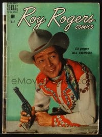 8x411 ROY ROGERS #29 comic book May 1950 great smiling cover portrait with his gun drawn!