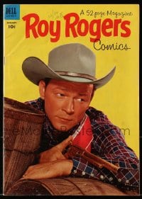8x412 ROY ROGERS #62 comic book 1953 great cover portrait of him aiming his gun behind barrels!