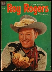 8x414 ROY ROGERS #65 comic book 1953 great cover portrait of him holding three baby chickens!