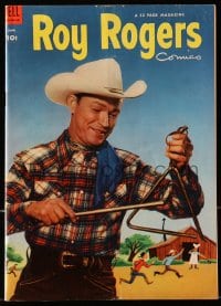 8x415 ROY ROGERS #66 comic book 1953 great cover portrait of him ringing the dinner triangle!