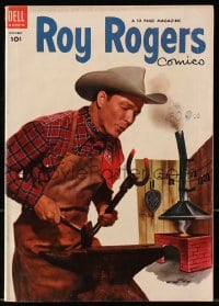 8x416 ROY ROGERS #70 comic book 1953 great cover portrait of him smithing a new horseshoe!
