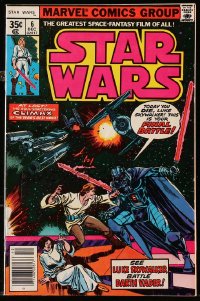 8x340 STAR WARS vol 1 no 6 comic book December 1977 see Luke Skywalker battle Darth Vader!