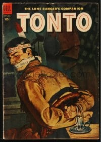 8x426 TONTO #15 comic book 1954 cover art of The Lone Ranger's Companion burning his restraints!