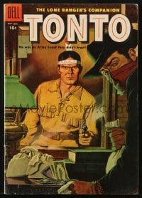 8x429 TONTO #19 comic book 1955 great cover image of The Lone Ranger's Companion stopping robber!