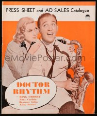 8x016 DOCTOR RHYTHM English pressbook 1938 Bing Crosby playing saxophone with pretty Mary Carlisle!