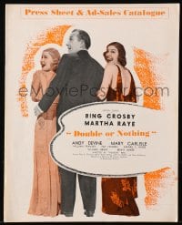 8x017 DOUBLE OR NOTHING English pressbook 1937 Bing Crosby, wacky Martha Raye, Mary Carlisle