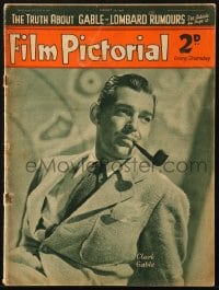 8x703 FILM PICTORIAL English magazine August 13, 1938 cover portrait of Clark Gable smoking pipe!