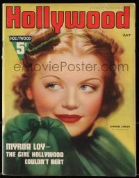 8x837 HOLLYWOOD magazine July 1937 great close up cover portrait of sexy Simone Simon!