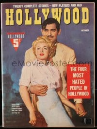 8x841 HOLLYWOOD magazine October 1942 great cover portrait of Clark Gable & sexy Lana Turner!