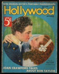 8x836 HOLLYWOOD magazine Sept 1936 cover portrait of Joan Crawford & Robert Taylor by Clendenin!