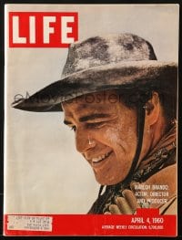 8x849 LIFE MAGAZINE magazine April 4, 1960 Marlon Brando in One Eyed Jacks on the cover!