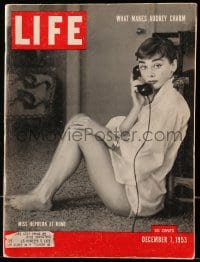 8x847 LIFE MAGAZINE magazine December 7, 1953 beautiful Miss Audrey Hepburn photographed at home!
