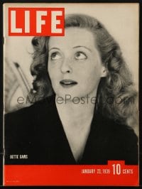 8x843 LIFE MAGAZINE magazine January 23, 1939 cover portrait of Bette Davis by Alfred Eisenstaedt!