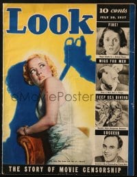 8x716 LOOK vol 1 no 11 magazine July 20, 1937 The Story of Movie Censorship, great cover art!
