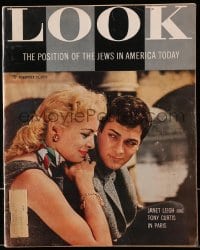 8x717 LOOK magazine November 29, 1955 great cover portrait of Tony Curtis & Janet Leigh in Paris!