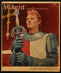 8x721 MIDWEST magazine December 10, 1961 great cover portrait of Charlton Heston from El Cid!