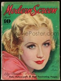 8x867 MODERN SCREEN magazine April 1935 great cover art of Miriam Hopkins by Earl Christy!