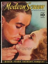 8x876 MODERN SCREEN magazine August 1937 cover art of Loretta Young & Tyrone Power by Earl Christy!