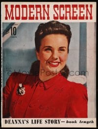 8x887 MODERN SCREEN magazine February 1943 great cover portrait of pretty Deanna Durbin!