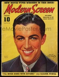 8x873 MODERN SCREEN magazine January 1937 great cover art of Robert Taylor by Earl Christy!