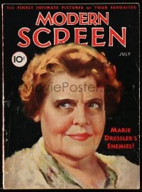 8x859 MODERN SCREEN magazine July 1932 great cover art of Marie Dressler!