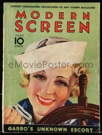 8x861 MODERN SCREEN magazine June 1933 great cover art of Sally Eilers in sailor suit!