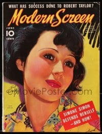 8x875 MODERN SCREEN magazine June 1937 great cover art of pretty Luise Rainer!