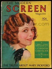 8x855 MODERN SCREEN magazine March 1931 great cover art of pretty Janet Gaynor!