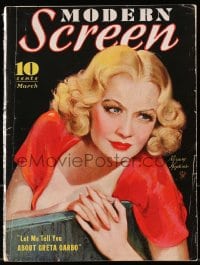 8x864 MODERN SCREEN magazine March 1934 great cover art of Miriam Hopkins!
