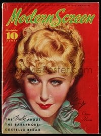 8x868 MODERN SCREEN magazine September 1935 great cover art of Grace Moore by Earl Christy!