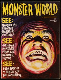 8x728 MONSTER WORLD #5 magazine October 1965 cool Gray Morrow cover art of Tor Johnson as Lobo!