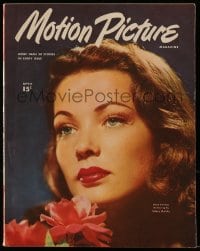 8x907 MOTION PICTURE magazine April 1946 beautiful Gene Tierney, a close up by Sidney Skolsky!