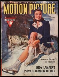 8x905 MOTION PICTURE magazine January 1941 great cover portrait of Gene Tierney with ice skates!