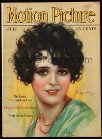 8x893 MOTION PICTURE magazine July 1928 great cover art of Molly O'Day by Marland Stone!