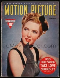 8x901 MOTION PICTURE magazine November 1939 great cover portrait of sexy Jean Arthur!