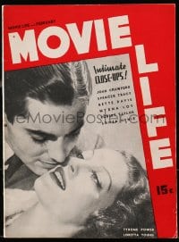 8x738 MOVIE LIFE magazine February 1938 great cover art of Tyrone Power & Loretta Young!